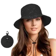 Waterproof Bucket Hat for Woman Men Rain Hat UPF 50+ Sun Hats One Size A Black