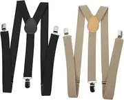 [Ipetboom] 2pcs Y-back Adjustable Suspenders for Men and Women Unisex Clip Pant Braces for Weddings Parties and Casual Wear