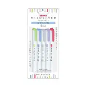 Zebra Mildliner Highlighters Shibu Mild Pack of 5 Pens