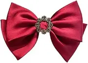 Women Bow Hair Clips Women's Bow Satin Hair Clips(Red)