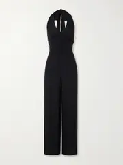 [RIXO] RIXO - Shana Crepe Haltnerneck Jumpsuit - Black - UK 14 UK 14 Black