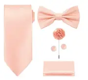 TIE G 5pcs Tie Set in Gift BOX WHITE OR BLACK: Solid Color Necktie, A-peach