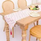 Table Runner Eye-catching Reusable Fine Texture Xmas-themed Table Cloth 7 Styles