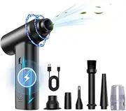 Electric Air Duster, Keyboard Cleaner with Stepless Speed Control and 6 Connectors, Lightweight Electric Dust Blower for Pc, Keyboard, Camera, Car
