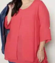 Autograph Plus Size 26 Double Layer Tunic Top Rose Pink Brand New