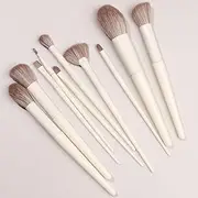 Makeup Brush Set 10 Pcs Premium Synthetic Foundation Powder Concealers Eye shadows Blush White Makeup Brushes，Brown