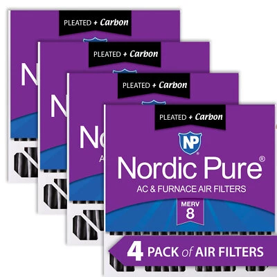 20x20x5 (4 3/8) Honeywell Replacement Furnace Filters MERV 8 Plus Carbon 4 Pack