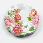 Floral Roses Bouquet Melamine Scalloped Edge Salad Dessert Side Plates Set of 4