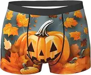 [EdWal] Autumn Leaves Thanksgiving Day Pumpkin print Soft Men's Underwear Boxer Briefs Comfortable Underwear Boxer Briefs for Men 1Pack