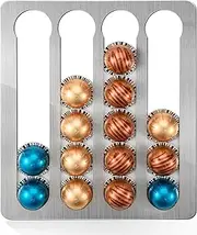 [LINZOM] Coffee Pod Holder Organizer Compatible with Nespresso Vertuo Line, Stainless Steel Capsule Holder 34x 30cm Holds 20 Pods for Kitchen Wall, Cabinets, Adhesive