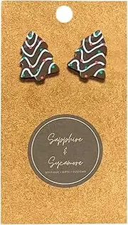 Christmas Stud Earrings - Girls Festive 2D Christmas Tree Earrings for Decors,Festival Ear Rings for Adults and Teens, Fashionable Jewelry for Birthdays Gifts Pisole