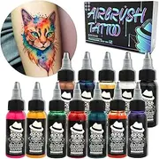 Ophir Airbrush Body Paint, 12x Airbrush Tattoo Ink Pigment Set for Airbrushing Temporary Tattoo Airbrush Body Tattoo Colors 1.06oz/Bottle