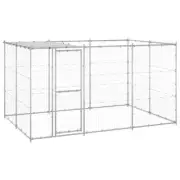 Steel Dog Cage Kennel With Roof Outdoor Puppy Play Pen Run Enclosure Shelter