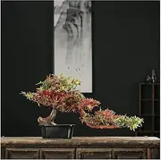 Artificial Bonsai Tree Artificial Plants, 9.13'' Black Ceramic Pot Fake Bonsai Tree Faux Potted Plant for Home Office Wedding Garden Decor Artificial Trees Plants (Color : D)