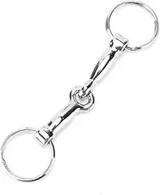 Zinc Alloy Ring Snaffle Bit, All Purpose O-Ring Comfort Snaffle Horse Bit Copper Rollers, Keychain Single Connector Horse Bit Key Knot