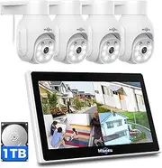 [Hiseeu] Wireless Security Camera System, 4PCS 5MP Outdoor Camera with 10in LCD 1T HDD, 2-Way Audio, PTZ, Color Night Vision, Motion Alert, IP66 Waterproof, Auto Tracking, 2.4G WiFi, No Monthly Fee