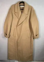 NWT! Zara WRAP Pea COAT Womens Size Large Brown Wool Blend No Belt