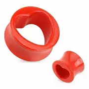 Body Accentz Plugs Hollow Heart Red Acrylic Saddle Plug 1/2" Sold as a Pair
