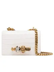Alexander Mcqueen Mini Jewelled Satchel in Embossed Ivory