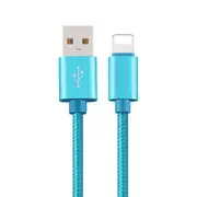 Nylon Fast Charging Charger Micro USB Cable Cord 1M 2M For iOS iPhone - Blue 1m