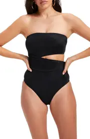 Good American Cutout One-Piece Swimsuit in Black001 at Nordstrom, Size 2