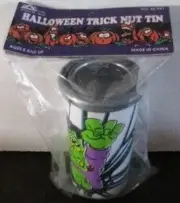 FRANKENSTEIN HALLOWEEN TRICK NUT TIN SEALED (1990'S?) COOL HORROR RACK TOY!
