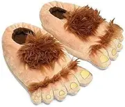 [Generic] Trendy Funny Retro Savage Monster Plush Slippers - Beige, Size 11.5 US Wide Women/11.5 US Wide Men - Unisex Adults - Casual, Home Comfort Seekers, Playful Individuals