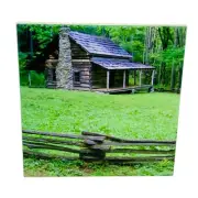 Great Smokies Tennessee Cabin Ceramic Tile Trivet Coaster Travel Souvenir 4”x4"