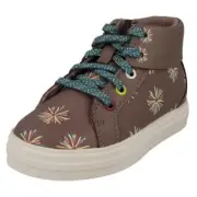 Infant Girls Clarks Leather Casual Thick Soled Lace Up Boots Nova Pom