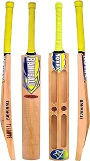 Novax® Bahubali Kashmir Willow Wood Full Size Cricket Scoop Bat for Tennis Ball - Singapore Cane Handle Double Blade - Not to Play with Leather Ball