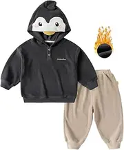 [DUDUFUN] Unisex Kids Boys Girls Shark Penguin Thermal Long Sleeve Top Pants Set Warm Autumn Winter Two Piece Outdoor Set,6 Months-5 Years Old