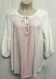 Autograph Top Plus Size 26 Tunic Shirt Blouse 3/4 Sleeve Peasant Viscose RP$80