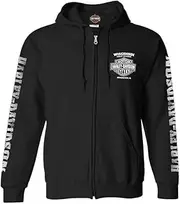[HARLEY-DAVIDSON] Men's Lightning Crest Full-Zippered Hooded Sweatshirt, Black