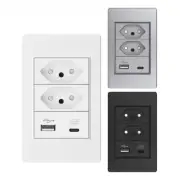 USB Type-c Power Outlet 10A/20A AC 250V,118mm*72mm Plastic Panel,Electric Plug