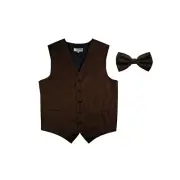 New Men's Tuxedo Vest Waistcoat Vertical Stripes Bowtie prom wedding party Brown