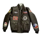 Up and Away USAF Type A-2 Brown Bomber Jacket Juniors Size 14 XL