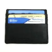 4x Black Genuine Leather Men's Thin Wallet Front Pocket 6 Card Holder