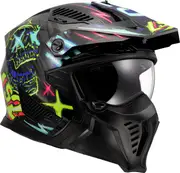 LS2 OF606 Drifter Rayz, modular helmet , color: Black/Neon-Yellow/Blue , size: S
