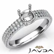 U Prong 2 Row Shank Cushion Diamond Engagement Ring Set 14k White Gold 1.23 Ctw