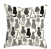 Fun Black Cat Cushion Removable Cover & Insert Throw Pillow 45x45 approx