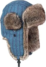 [CVMRBY] Winter Hats,Bomber Hat Men Aviator Hat Bomber Hat Faux Fur Trooper Trapper Hat Pilot Cap with Ear Flaps Winter Keep Warm