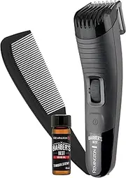 Remington Barber's Best Beard Trimmer and Groomer Kit, MB4131AU, Ergonomic Design, Washable Titanium Blades, 4 Hours Charge Time, Cordless, Black