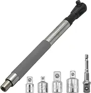 Offset Extension Wrench Impact, Electric Ratchet Wrench, Chain Drive Wrench Extender,Offset Extension Wrench for Electric Dril, with 4Socket Adapters and 1/2" Electric Drill Adapter for Tight Spaces
