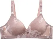 [Generic] Seamless Bras for Women Women's Sexy Comfortable Medium and Old Age Large No Thin Steel Ring Three Breasted Printing Traditional Bra Sports Bras for Women Medium Support