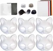 GkgWuxf Animal Masque Making Kit | 18x/Set Creative Arts Crafts - Blank Cat Masque Set, Animal Costume Accessory for Crafting, Party, Halloween