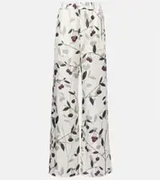 [Stella McCartney] Stella McCartney Printed silk twill wide-leg pants AU 14 white