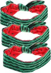[LIFKOME] 3Pcs Watermelon Headbands with Bow and Bunny Double Sided Elastic Hairbands for Daily Wear and Parties Summer Accessories