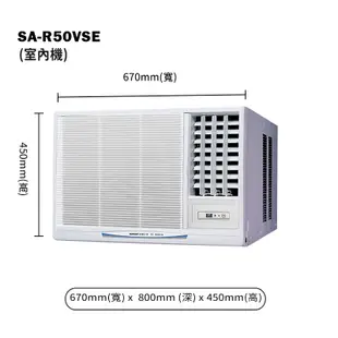 【SANLUX 台灣三洋】 【SA-R50VSE】變頻右吹窗型冷氣機(冷專型)1級(含標準安裝)