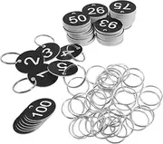SECFOU 100pcs Numbered Key Tag Number Key Tags Signboard Identification Black Abs