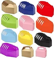 50 Pieces Treat Boxes Gable Boxes, 16x9x8.6cm Thickened Paper Gable Treat Bags, Goodies Party Favor Gift Boxes, Candy Snack Goodie Bag for Holidays Birthday Party Wedding Baby Shower (Multi-color)
